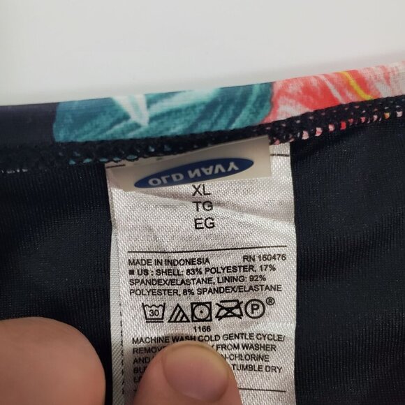 Old Navy Girl's Black Multicolor Tropical Hibiscus Print Swim‎ Bikini Bottoms XL - Picture 4 of 5